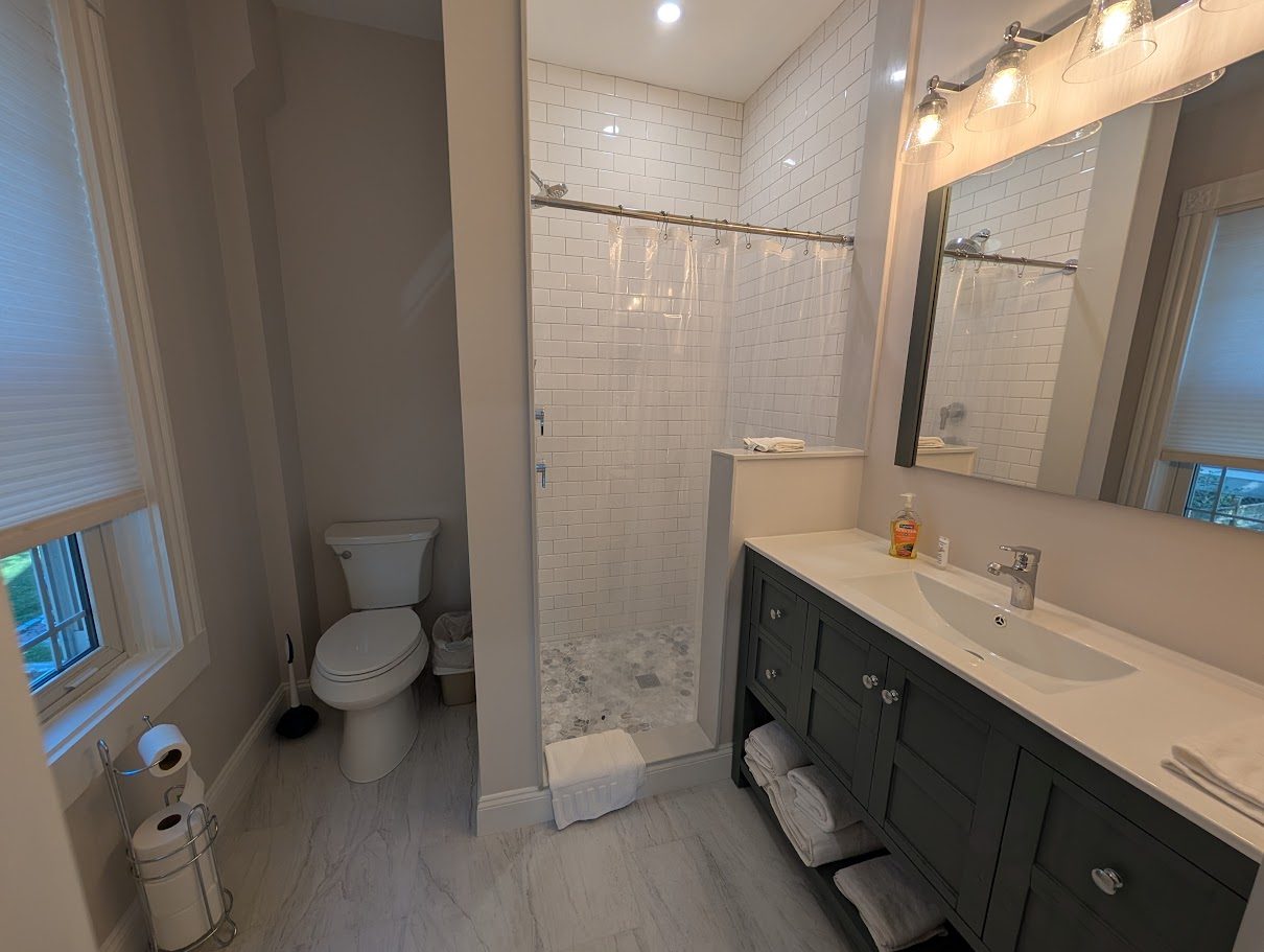 Renovated bathroom in the 2nd floor suite
